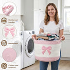 Baby Laundry Basket for Nursery, Large 15”x12”Baby Girl Storage Baskets - Image 4