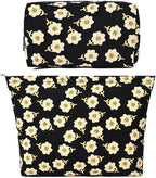 SOIDRAM 2 Pieces Flower Makeup Bag Large Cosmetic Bag Capacity Canvas Mix by SOIDRAM