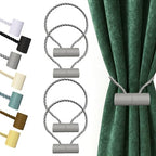 Hion Magnetic Curtain Tiebacks Grey 4pcs, Curtain Holdbacks Hooks Holders by Hion