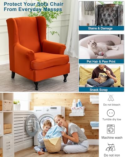 CRFATOP Wingback Chair Covers Wing Armchair Slipcovers - Image 4