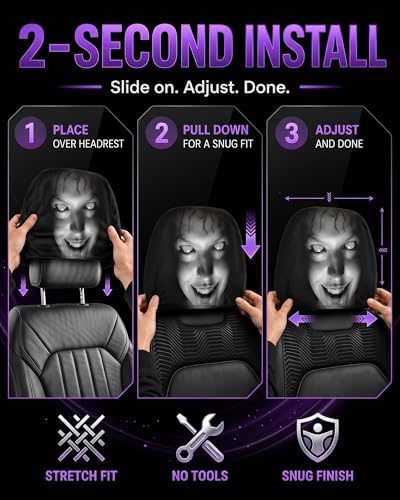 Creative Car Headrest Covers, Ghost Face Headrest Covers, Scary Covers - Image 5