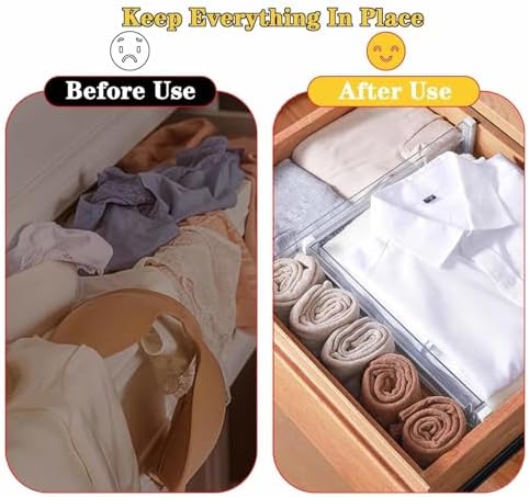 8 Pcs Drawer Dividers for Clothes, 3.15" High 11.34"-19.69" clear - Image 3