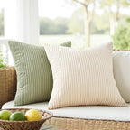 Topfinel Boho Farmhouse Green White Throw Pillow Covers 16x16 Inch Set of 4 - Image 2
