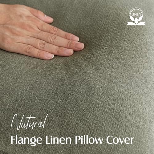 Foindtower Linen Decorative Throw Pillow Covers 16x16 Olive Branch Green - Image 2