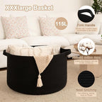 OIAHOMY 115L Extra Large Blanket Basket Living Room Laundry Basket Black - Image 4