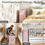 Optish 50L Pink Slim Laundry Hamper, Narrow Laundry Basket - Image 7