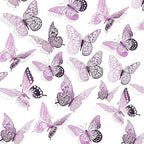 SAOROPEB 3D Butterfly Wall Decor 48 Pcs Lavender Butterfly Decorations by SAOROPEB