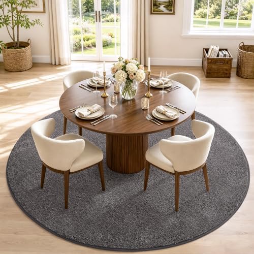 Keeko Round Area Rug 7ft for Living Room Bedroom, Soft Washable Circle Rug - Image 6