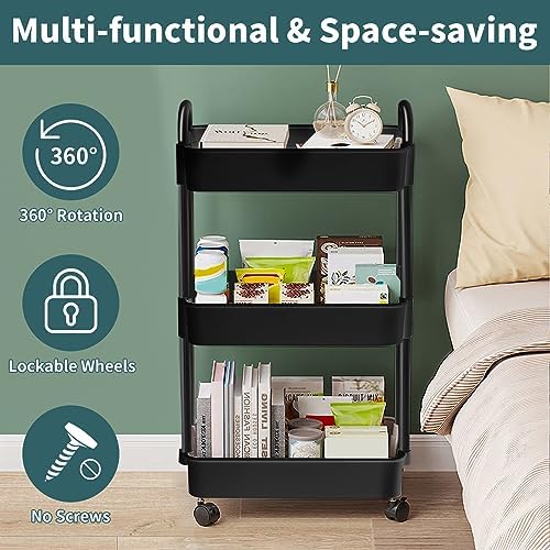 EZ COZY 3 Tier Rolling Cart, Plastic Diaper Cart Organizer - Image 4