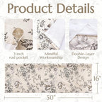 jinchan Black Floral Linen Valance Curtain Lined 16 Inch Rod Pocket 1 Panel - Image 6
