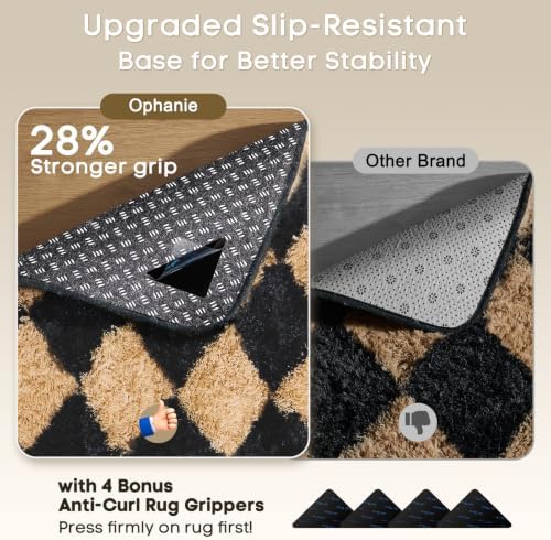 Ophanie Black & Beige Diamond Checkered Rugs - Image 4