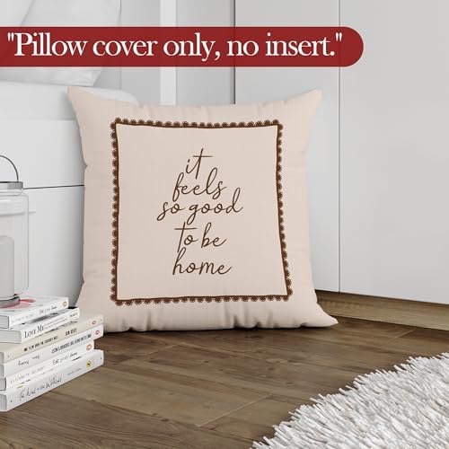 Cozy Neutral Farmhouse Throw Pillow Covers, It Feels So Good to Be Home - Image 3