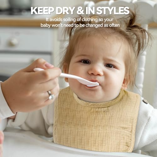 Muslin Baby Bibs for Unisex Boys Girls, Cotton Drool Bibs, Adjustable Newborn - Image 6