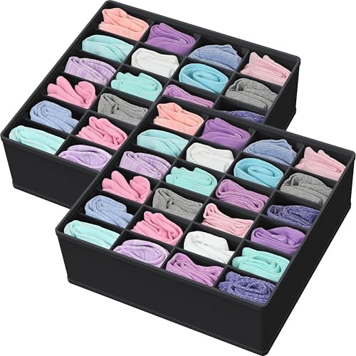 Simple Houseware 2 Pack Closet Sock Organizer, 24 Cell by SimpleHouseware