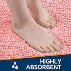Chenille Bathroom Runner Rug 24"x60" Pink, Plush Bath Mat - Image 4
