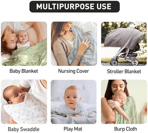 Muslin Swaddle Blankets for Newborn, 3 Pack Breathable Soft Receiving Blanket - Image 6