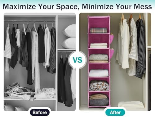 YOUDENOVA Hanging Closet Organizer and Storage, Light Pink - Image 6