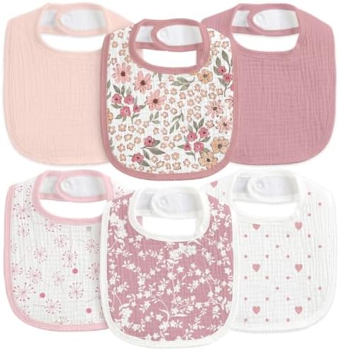 6-Pack Muslin Baby Bibs for Drooling & Teething, Absorbent Bib by CivaruaKids