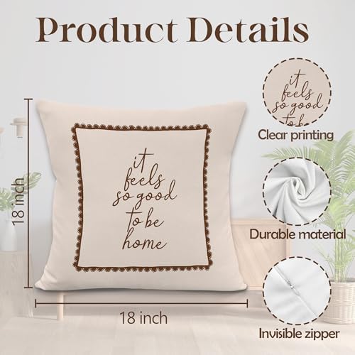Cozy Neutral Farmhouse Throw Pillow Covers, It Feels So Good to Be Home - Image 7