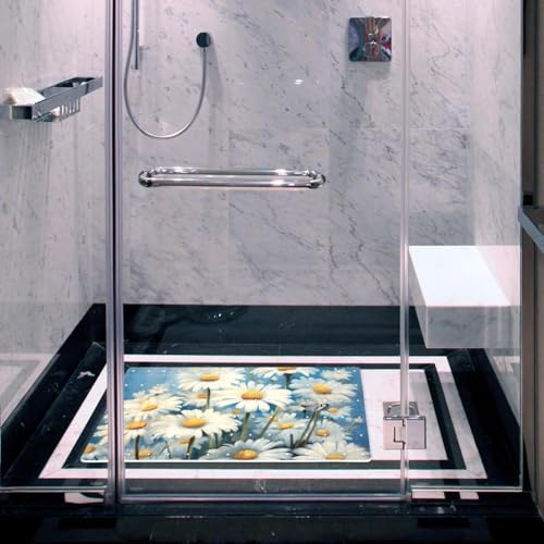 Shower Mat Non Slip 26.8 x 15.1 Inches, Daisies Butterfly Bathtub Mat Shower - Image 6