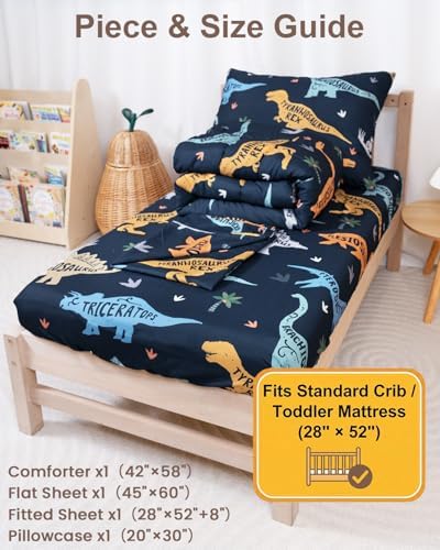 TinyPalsa 4-Piece Toddler Bedding Set, Toddler Bed Comforter Set - Image 3
