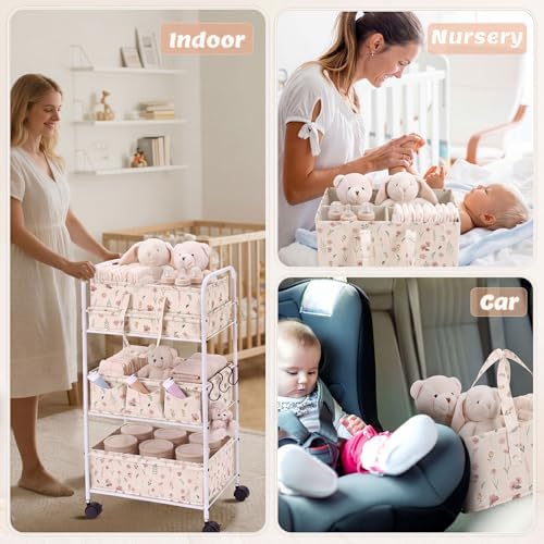 Yookeer 2in1 Baby Diaper Caddy Organizer Cart 3 Tier Large Capacity Metal - Image 4
