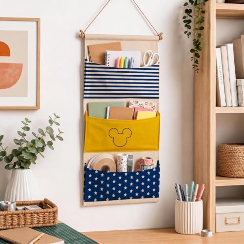 3-Pocket Hanging Wall Organizer, Cute Star Stripe Design - Image 6