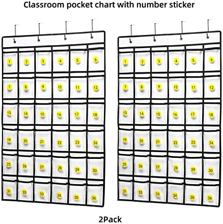 SAVERHO 2 Pack 36 Pockets Classroom Pocket Chart - Image 2