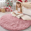 OLANLY Pale Pink Round Rugs for Bedroom by OLANLY