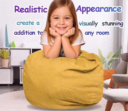 Stuffed Animal Bean Bag Storage Chair Cover Soft Washable Stuffable Removable - Image 2