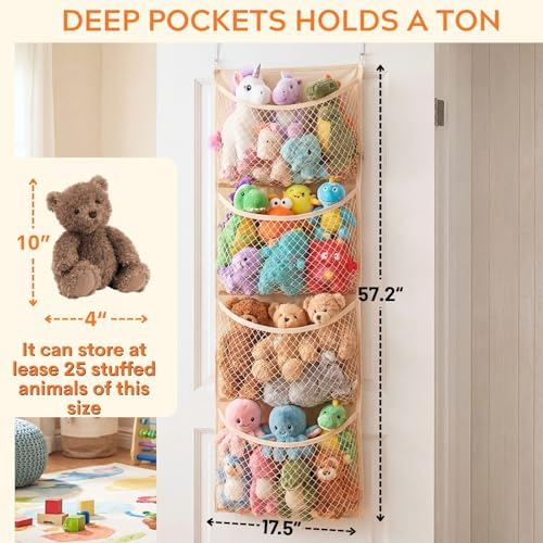 Ofiray-home Cotton Over The Door Stuffed Animal Storage - Image 3