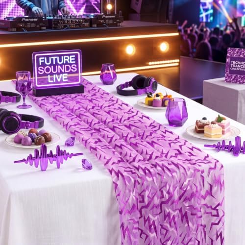 4 Pcs Purple Kpop Tulle Table Runner 29x70 Glitter Lace - Image 5