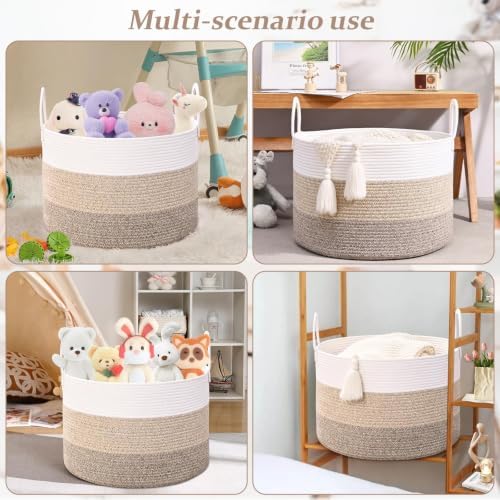 67L Large Woven Blanket Basket, Cotton Rope Baby Laundry Hamper - Image 6