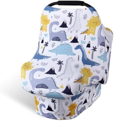 Rquite 4-in-1 Baby Car Seat Canopy, Stretchy Nursing Breastfeeding Cover by Rquite