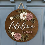 Floral Name Sign for Nursery Decor for Girls – Personalized Wooden Name Signs - Image 3