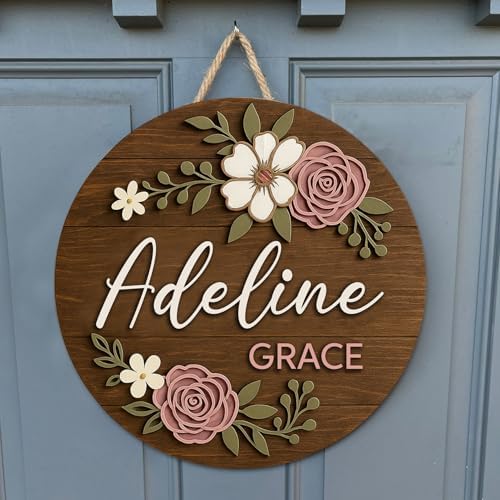 Floral Name Sign for Nursery Decor for Girls – Personalized Wooden Name Signs - Image 3
