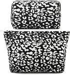 SOIDRAM 2 Pieces Leopard Print Makeup Bag Large Cosmetic Bag Capacity Canvas by SOIDRAM