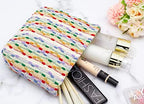 Flat Makeup Bag for Women, Zipper Cosmetic Pouch for Purse, Rainbow Dot - Image 3