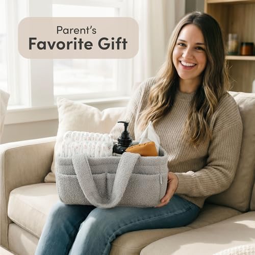 PUTSKA Baby Diaper Caddy Organizer, Nursery Fleece Basket - Image 7