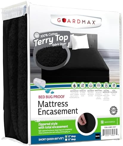 Guardmax Short Queen Mattress Encasement Zippered, 100% Waterproof Mattress by Guardmax