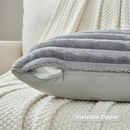 FUTEI Pack of 2 Faux Fur Throw Pillow Covers 16x16 Inch - Image 3