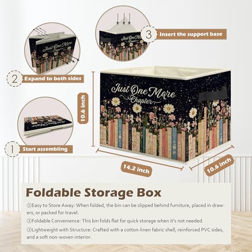 Mystical Celestial Floral Bookish Storage Box Bins, Just One More Chapter - Image 3