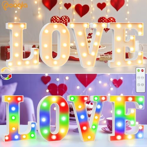 Pooqla LED Light Up Letters, Warm White and Colorful Lighted Marquee Letters - Image 4