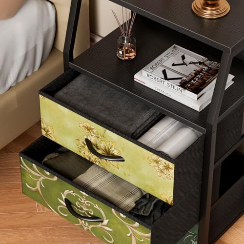 Furnulem Retro NightStand with 3 Drawer, Small Vintage Storage Dresser - Image 6