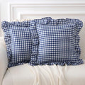 2 Pack Navy Blue Gingham Ruffle Throw Pillow Covers 18''x18'' by KMASANIJI
