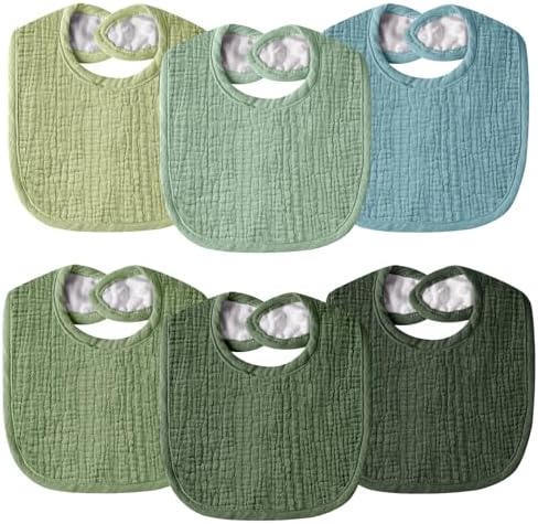 Muslin Baby Bibs for Unisex Boys Girls, Cotton Drool Bibs, Adjustable Newborn by WRRERNSIN