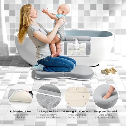 Baby Bath Kneeler and Elbow Rest Pad Set, 1.6" Extra Thick Memory Foam - Image 2