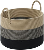 67L Large Woven Blanket Basket, Cotton Rope Baby Laundry Hamper by Degeyoyo