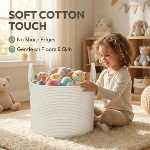 JMvicyroam 65L Extra Large Machine Washable Cotton Rope Blanket Basket - Image 4