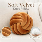 Petrella Caramel Knot Pillow Ball, 11 Inch Round Decorative Pillow - Image 2